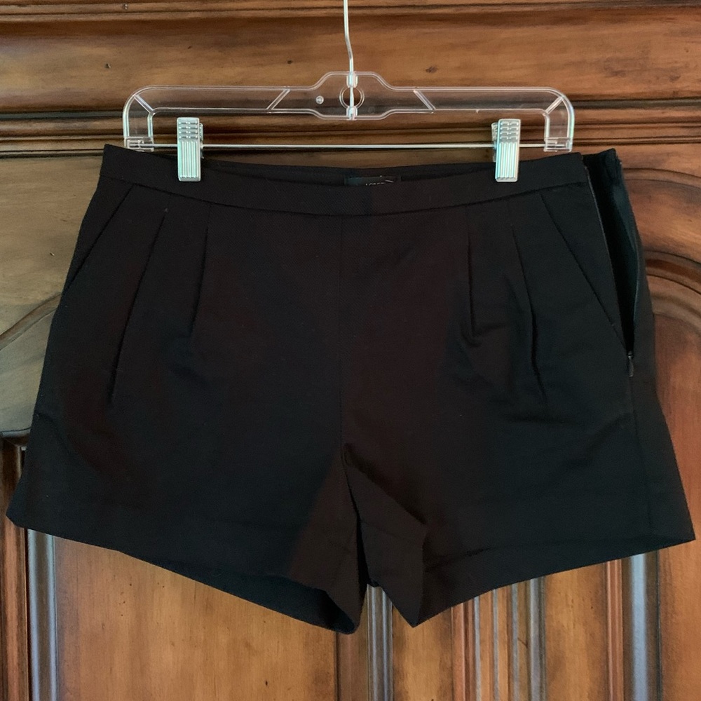 J Crew Black Pleated Cotton Pique Shorts